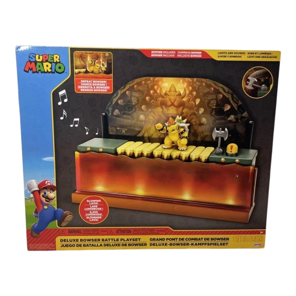 Jakks Pacific Super Mario Deluxe Bowser Battle Playset Kids OS Multicolor Lights